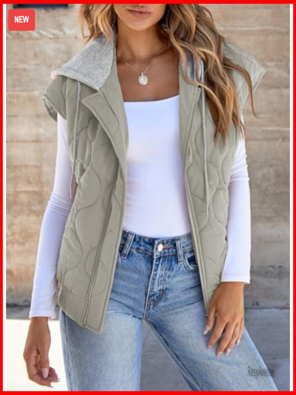Cropped Hooded Quilted Puffer Vest with Pockets - Picture 2 of 6